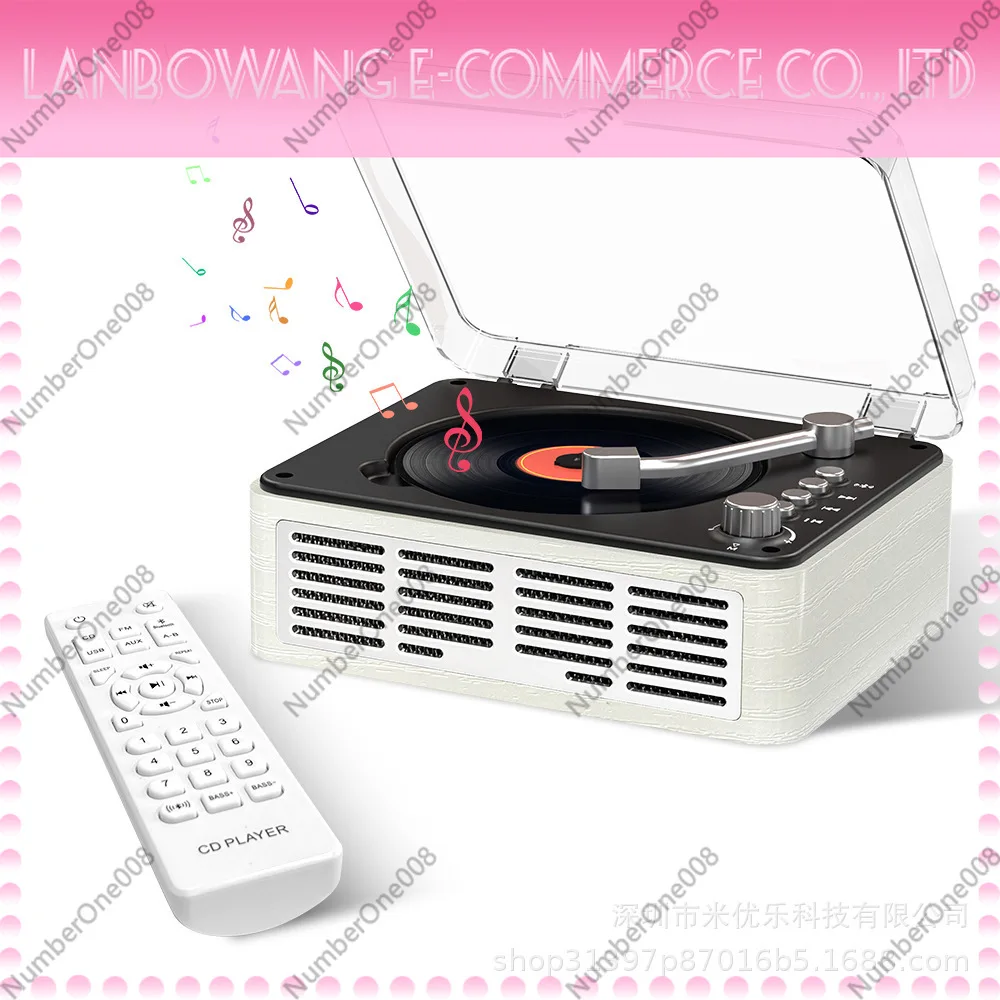 Portable Retro Bluetooth CD Player, Rechargeable Music Album Speaker with Anti-Skip for Home Gift