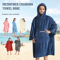 Kids Changing Robe, Plush Wearable Blanket, Soft Swim Towels, Warm Surf Poncho, Cozy Fleece Hoodie with Front Pocket Bath Robes