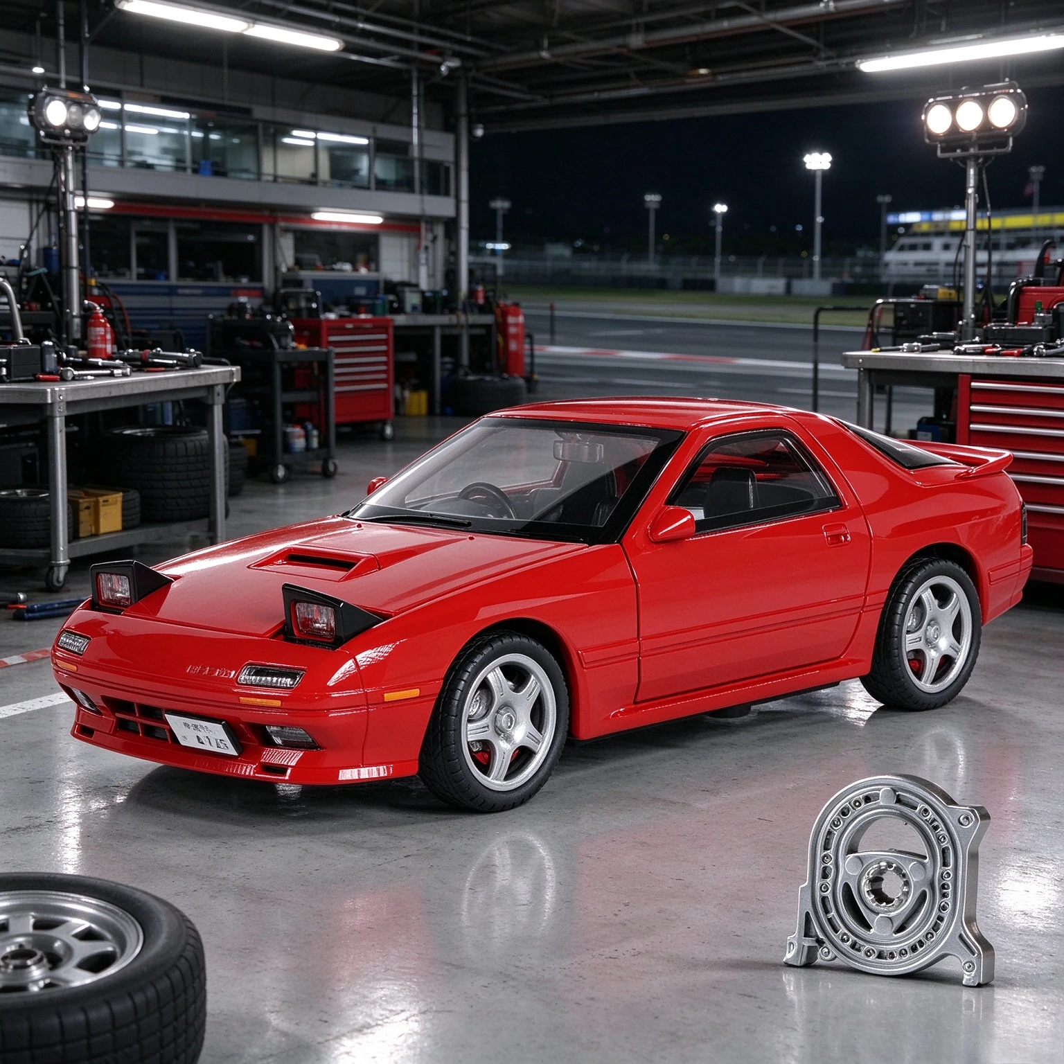 1:28 RX-7FC Sports Car Alloy Simulation Diecast Car Model Sound Light Pull Back Collection Gifts