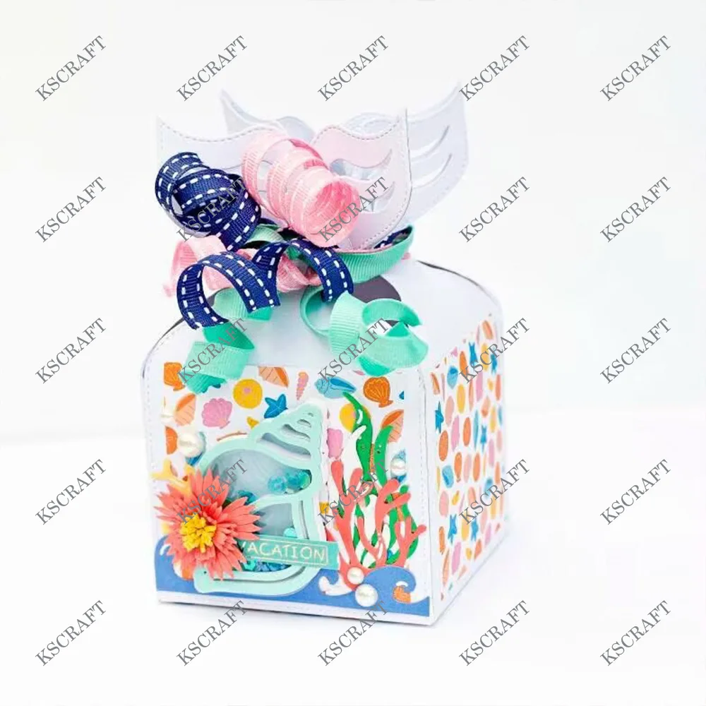 KSCRAFT Mermaid Tail Gift Box Cutting Dies Stencils for DIY Scrapbooking Decorative Embossing DIY Paper Cards