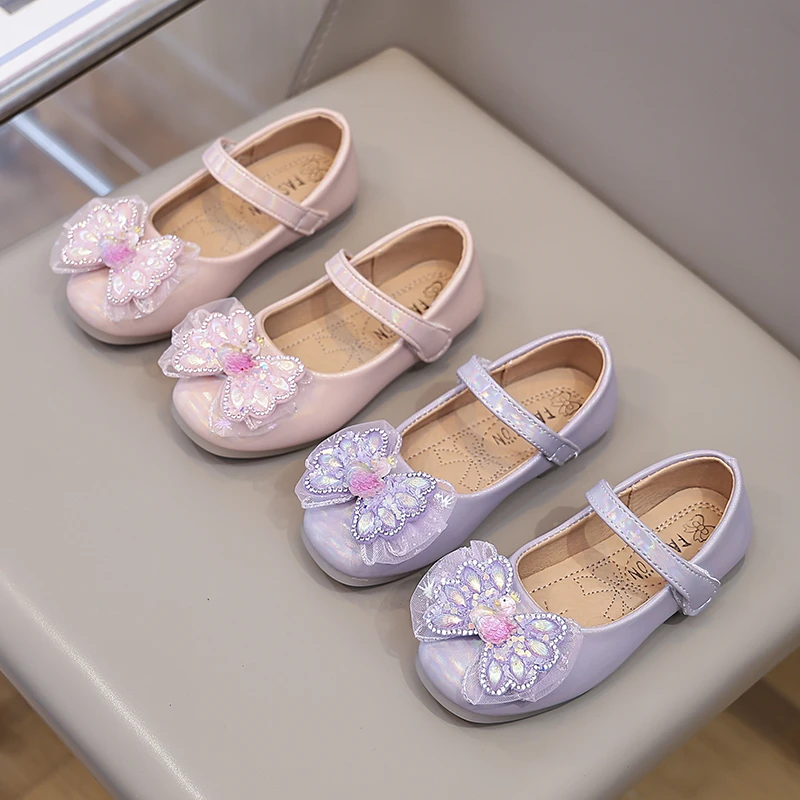 

Girls Princess Shoes with Bow-knot Fashion Children Crystal Performance Shoes Kids Sweet Rhinestone Mary Janes Shoes Size 26-36