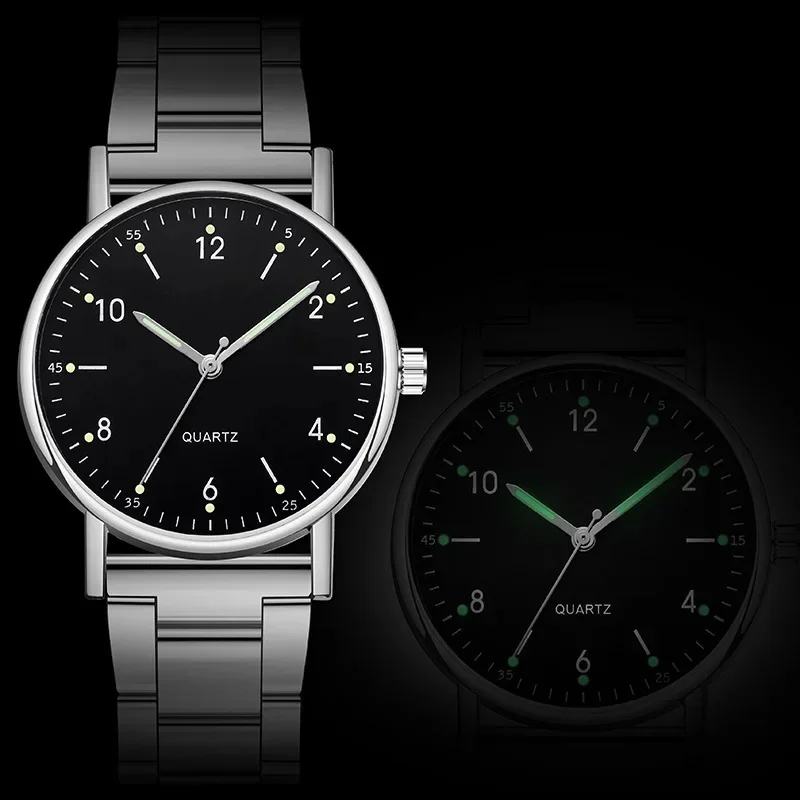 Simple And Stylish Glow-in-the-dark Needle Watch Business Casual Digital Quartz Watches Alloy Strip Unisex Style Holiday Gifts