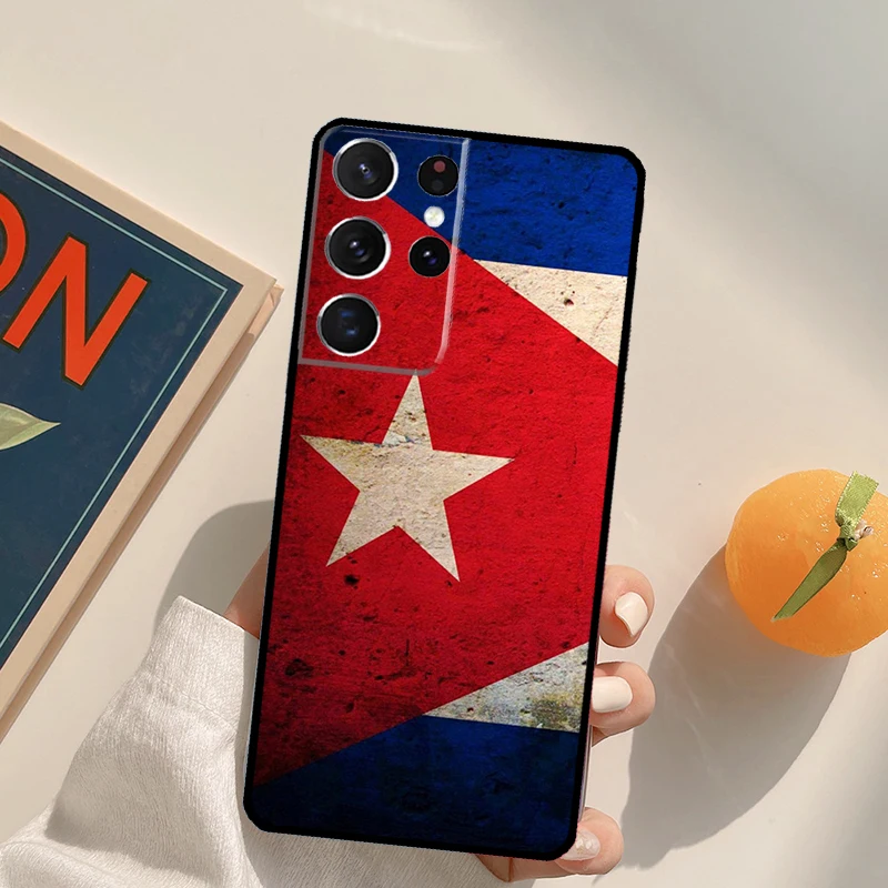 Custodia per telefono con bandiera cubana per Samsung Galaxy S25 Ultra S20 S21 S22 S23 S24 Plus S9 S10 S24 FE Cover posteriore