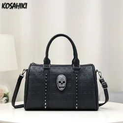 High-capacity Casual Travel Women's Underarm Bag Punk Skull Grunge Y2k Crossbody Bags Harajuku Vintage Rivets Shoulder Handbags