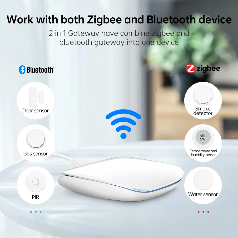 Шлюз AVATTO 2023 Tuya ZigBee, многофункциональный хаб, мост «умный дом» 2 в 1 с Wi-Fi, Bluetooth, для работы с Alexa Google Home