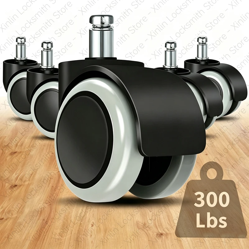 5 Pieces 2 Inch Swivel Office Chair Wheels Universal 360° Rotate Heavy Duty Rubber Furniture Wheel