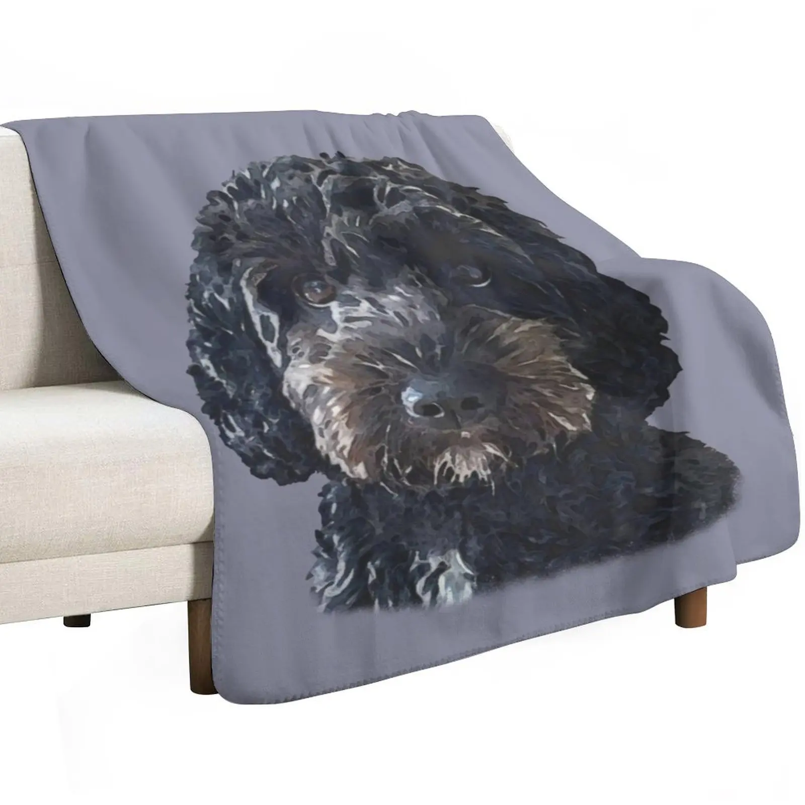 Black Cockapoo / Doodle Dog Throw Blanket Moving Soft Plush Plaid valentine gift ideas Decoratives sofa bed Winter beds Blankets