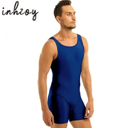 Mens Body Short Underwear Sleeveless Stretchy One Piece Sport Gym Bodysuit Leotard Nightwear Overalls Fitness Tank Jumpsuit