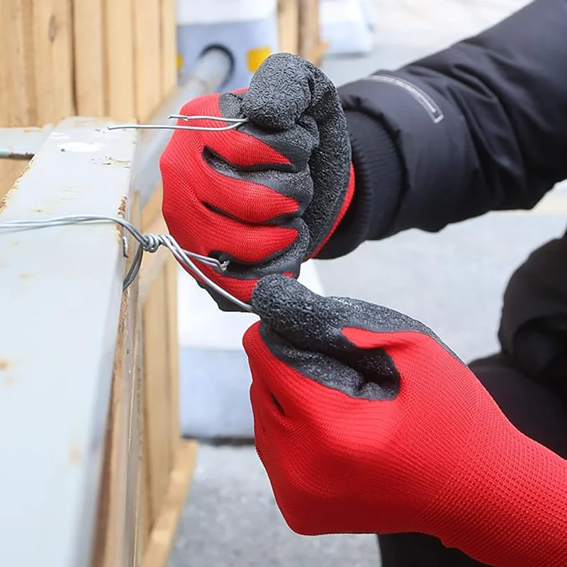 Luvas resistentes a óleo e à água, luvas de aderência aprimoradas, luvas de segurança de trabalho, luvas revestidas de látex plissadas