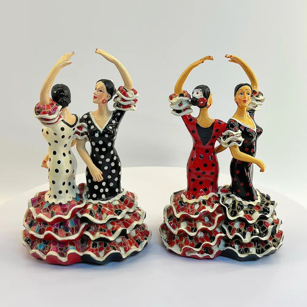 3D Dual Spanish Flamenco Dancers Resin Figurine, Spain Folk Dance Souvenir, Cultural Decor Gift & Collectible