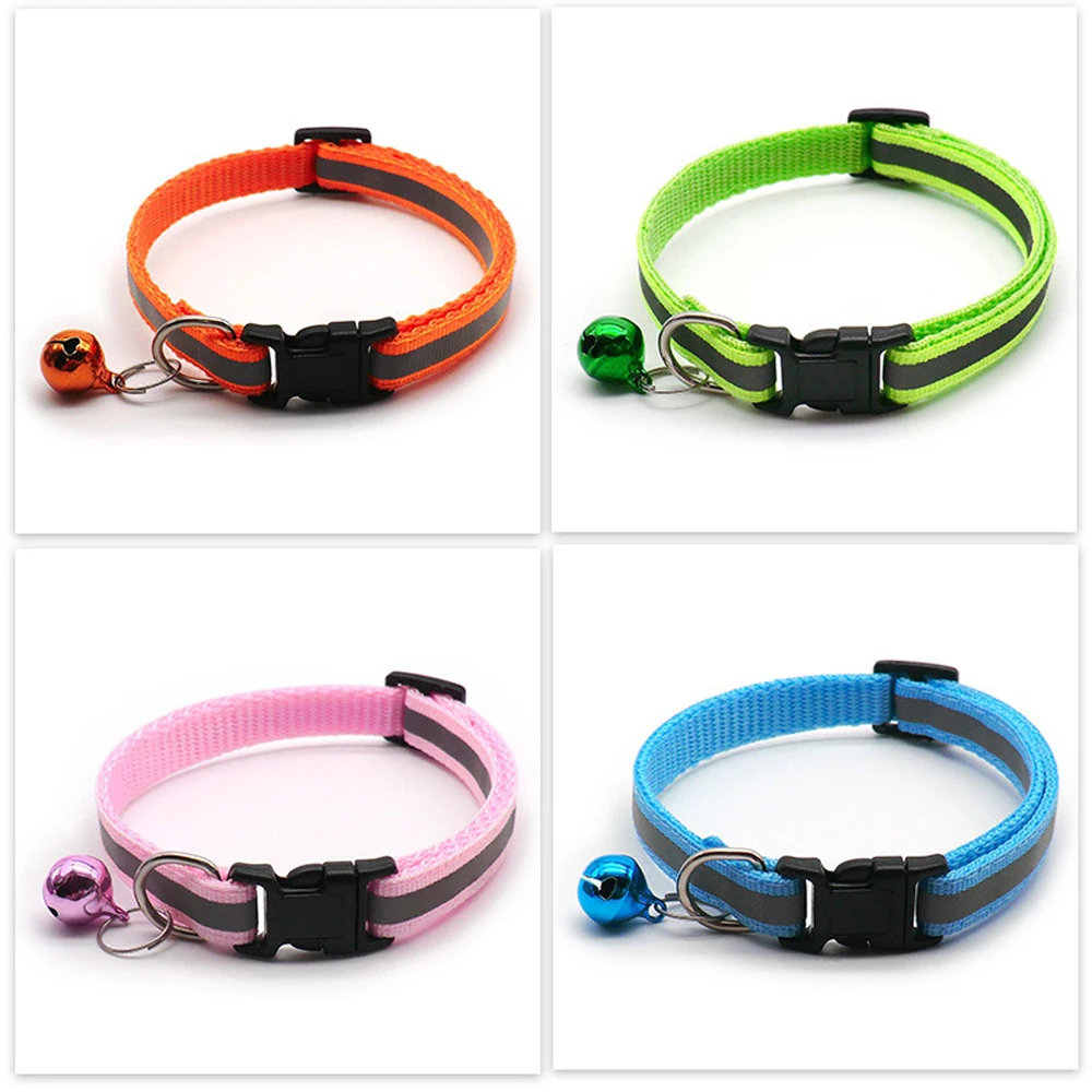 2 Stück/Packung 12 Farben Reflektierende Verstellbare Halsbänder für Katzen und Kleine Hunde mit Glöckchen, Niedliche Haustierzubehör-Kollektion – Detail 6