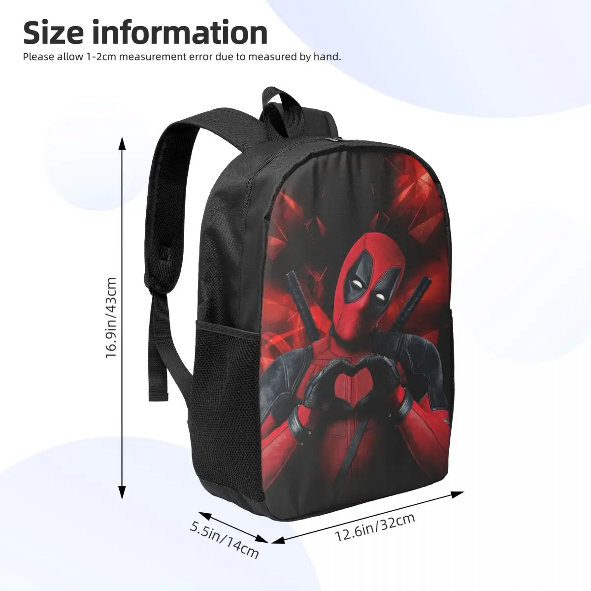 Custom Deadpool Love Backpacks for Women Men College School Students Bookbag Fits 15 Inch Laptop Bags