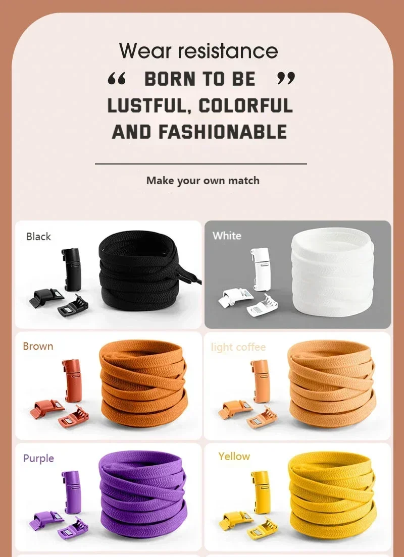 Bunte Magnetverschluss-Schnürsenkel ohne Krawatten, elastische Schnürsenkel, Turnschuhe, keine Krawatte, Schnürsenkel für Kinder und Erwachsene, flache Schnürsenkel, Gummibänder – Detail 13