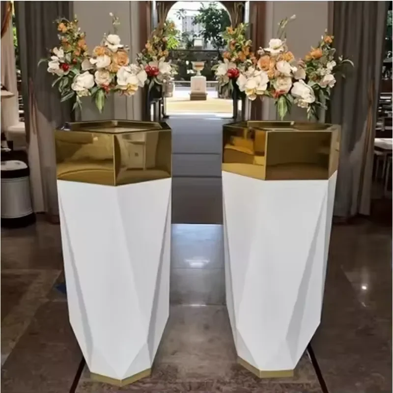 for Glass Fiber Flower Pot Stainless Steel Floor to ceiling Large Vase Modern Hotel Shopping Mall Decorative Flower Pots