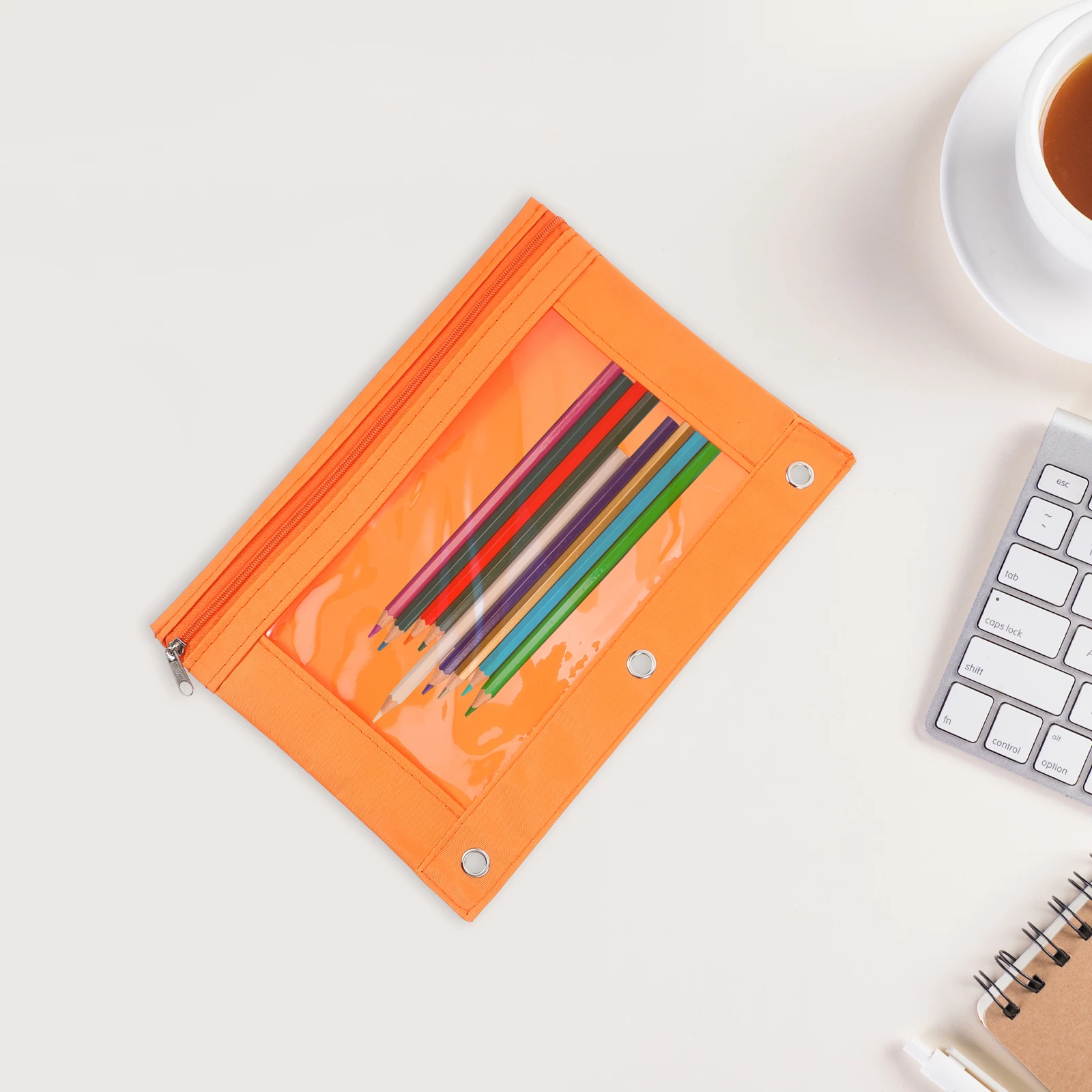 

6 Pcs Pencil Pouches Binder Pens Pocket Pen Holder B5 Oxford Pens Holders Cloth Binder Holder Zipper Window Storage