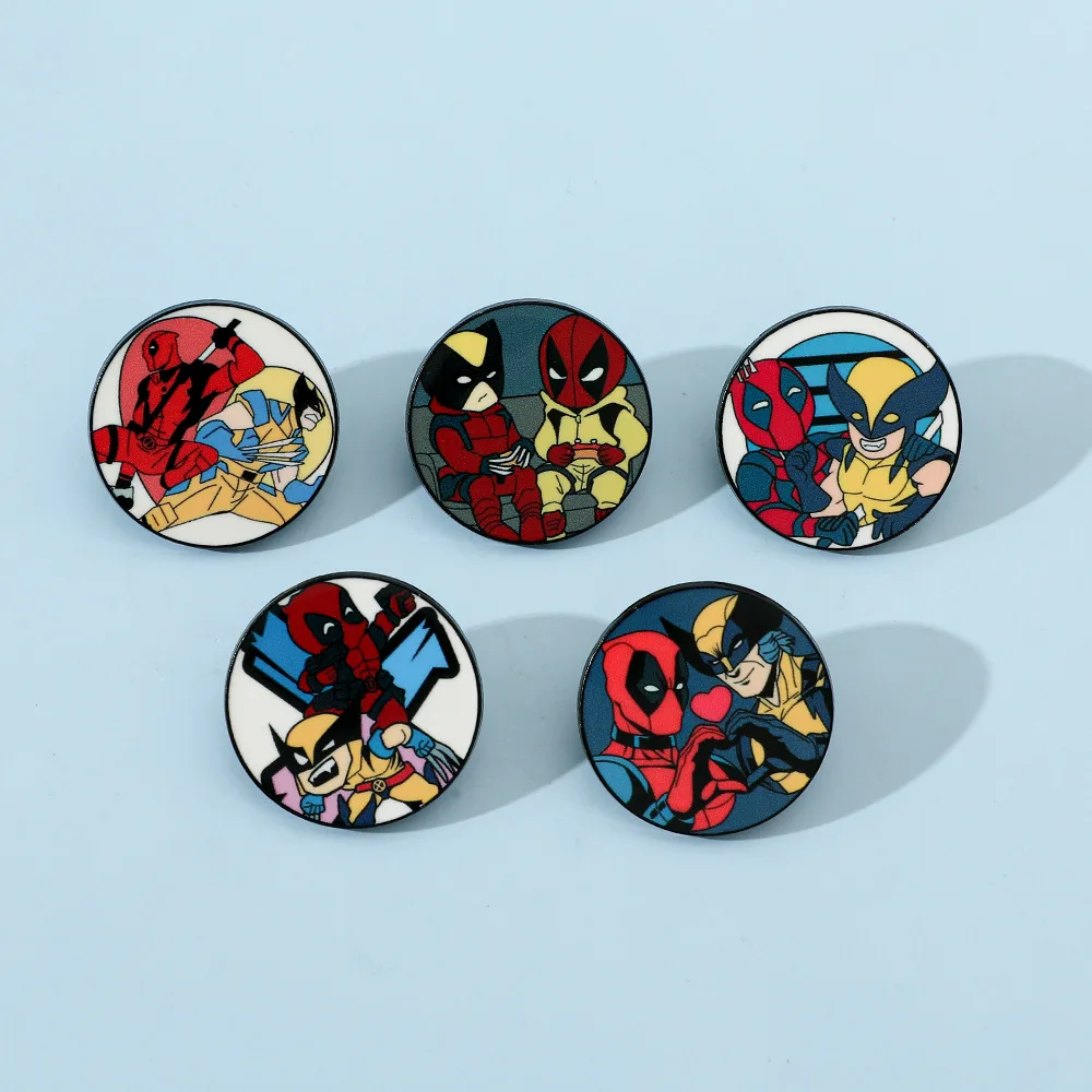 Disney Cartoon Spider Man Metal Brooch Decoration Deadpool and Wolverine Movie Character Badge Drip Oil Alloy Brooch Accessory