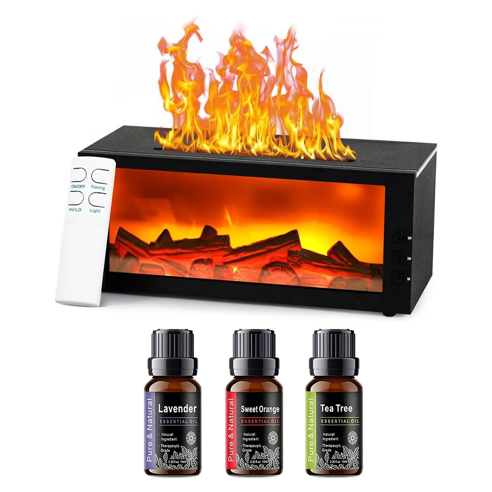 

Upgraded 300ml Fireplace Diffuser Essential Oil 7 Colorful Large Flame Fire Humidifier Changing Aroma Diffuser for Aromatherapy