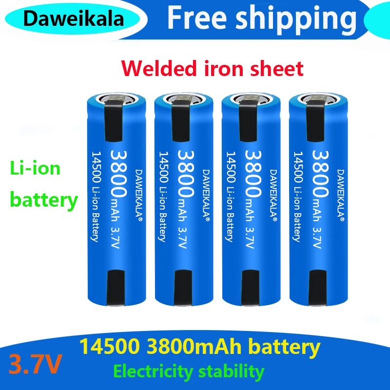 Bateria recarregável do íon do lítio com soldadura, bateria 14500, 3.7V, AA 3800mAh, para a escova de dentes elétrica, lâmina, barbeiro, novo