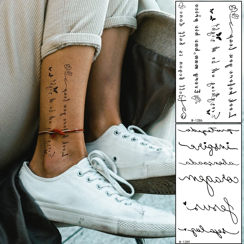 ملصق وشم مؤقت صغير أسود حرف فراشة قلب مقاوم للماء ملصق وشم للنساء ملصقات وشم مزيفة على شكل فن الجسم #4