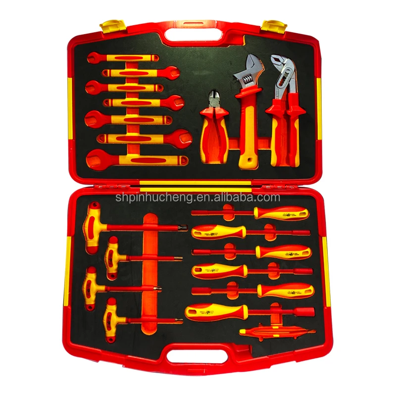 21pcs Auto Repair Tool VDE Insulated Water Pump Pliers 1000V Adjustable Wrench Socket