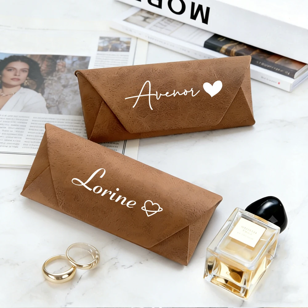 Personalisiertes Brillenetui aus Kunstleder, individueller Name, tragbare Vintage-Brillenaufbewahrungstasche, Unisex, Brautjungferngeschenke, Geburtstagsgeschenk für Mama