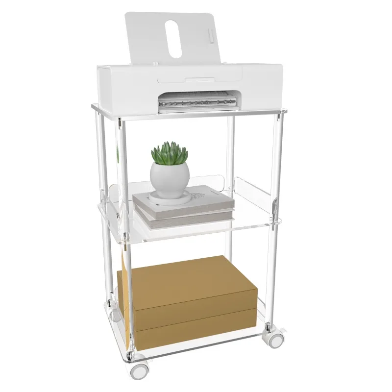

Acrylic three-layer movable, magazine rack ins wind, home storage rack, office transparent side table kitchen rack