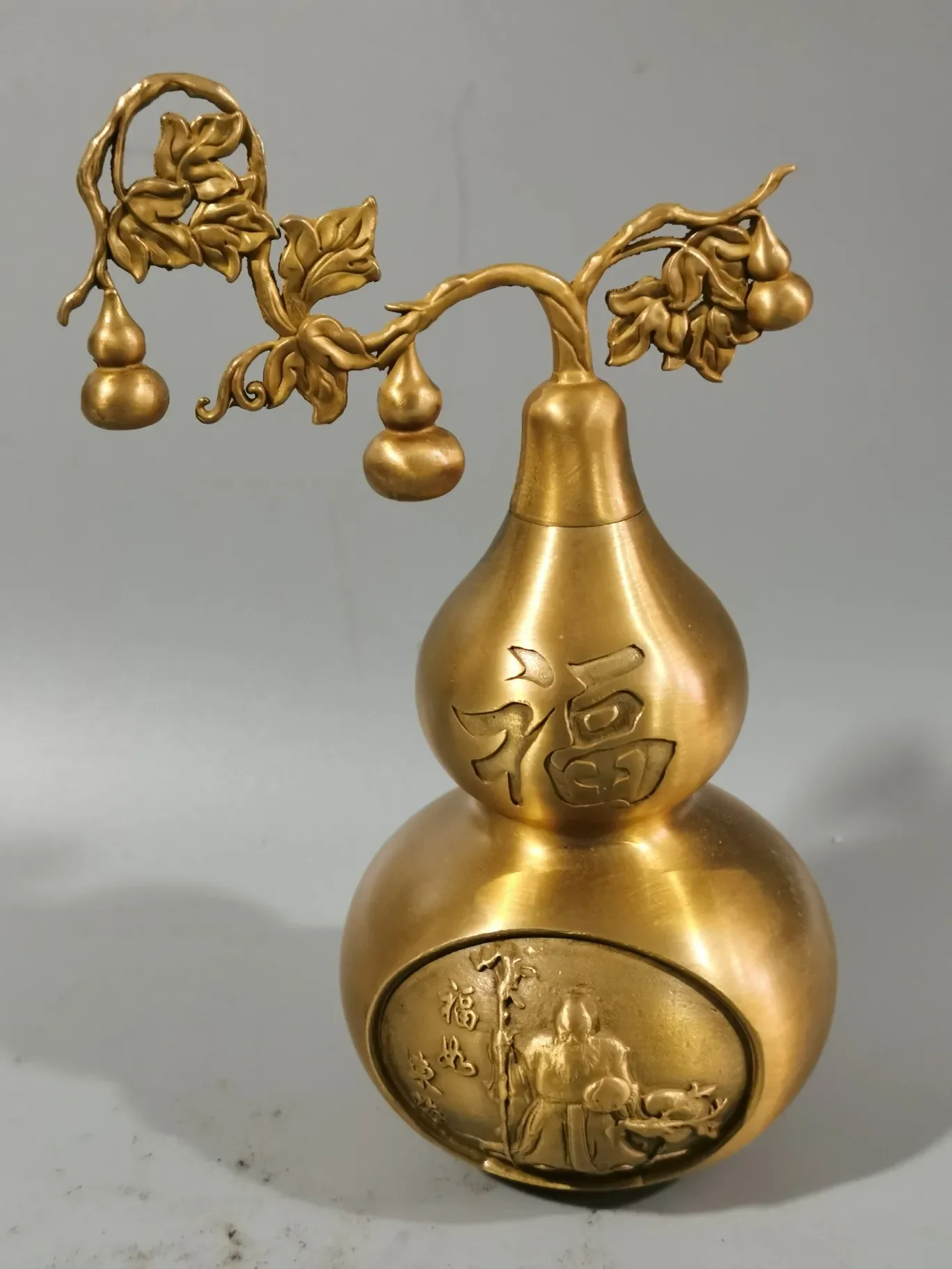 Pure brass longevity gourd, fortune making gourd, happiness like the East China Sea, longevity like Nanshan birthday gourd deco