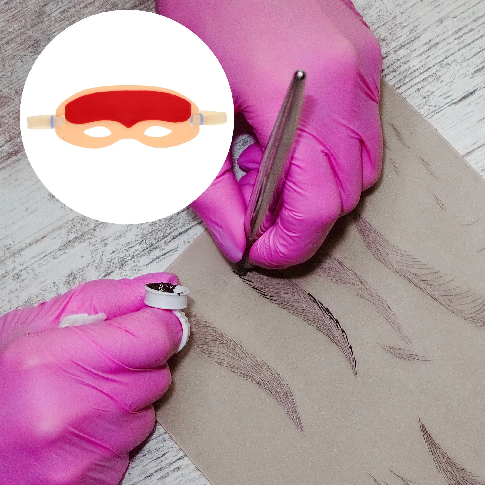 

Silicone Embroidered Tattoos Practice Headbands Pink Adjustable Strap Eyebrow Microblading Tattooing Practice Skin Tools Salon