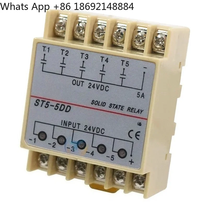 SSR for Single-Phase DC Solid State Relay ST5-5DD Five-Way Group Output Input DC24V 5A
