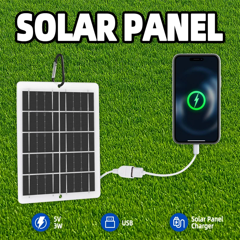 لوحة طاقة شمسية 3 واط مع USB مقاوم للماء المشي لمسافات طويلة والتخييم في الهواء الطلق بطارية محمولة شحن الهاتف المحمول لوحة شحن البنك 5 فولت
