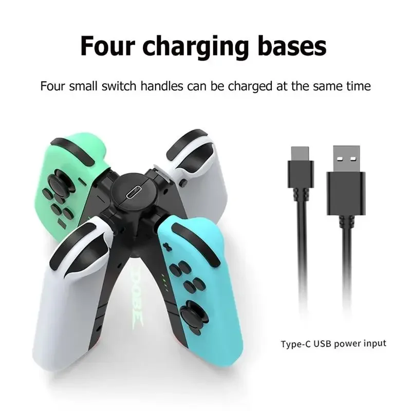 4 in 1 Joy-con Charger Grip for  Switch NS/Switch  ontroller Charger Indicator Charging Dock Station Handle Grip