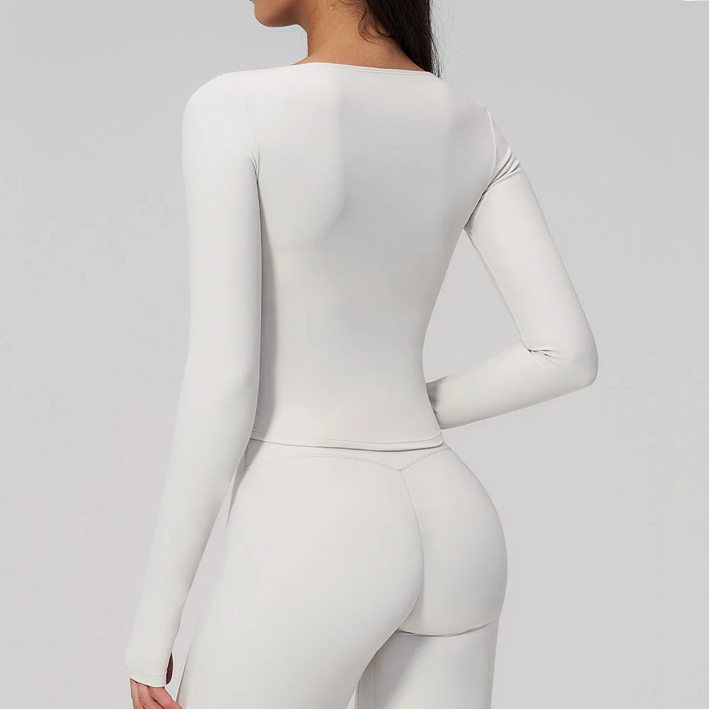 

Women's Yoga Long Sleeve Slim Solid Color Fitness Top Gym Exercise Running Shirt Bare Feel Breathable High Elasticity Sports Top