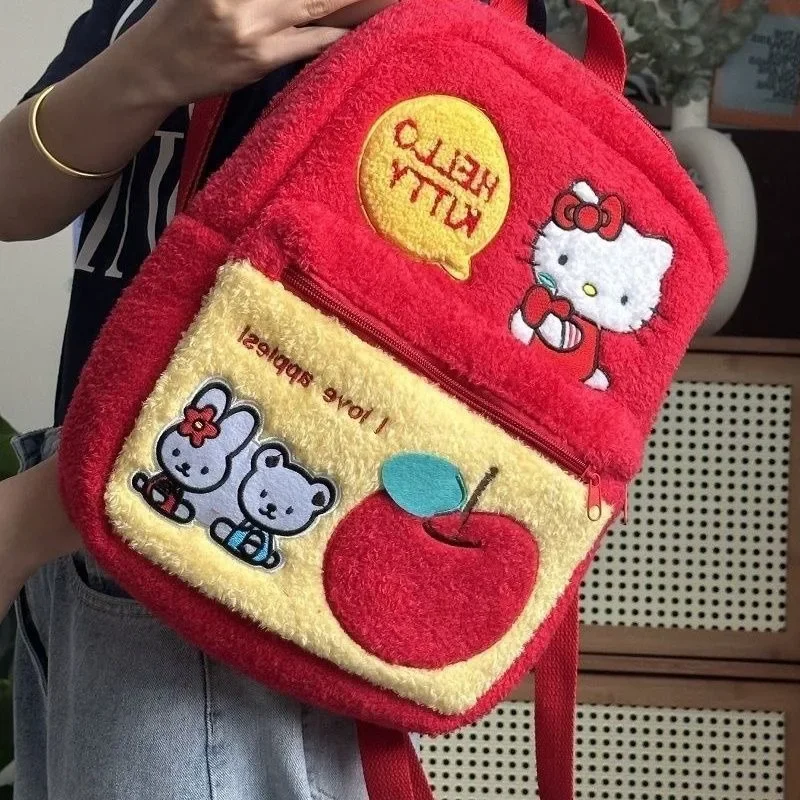 MBTI Cute Hello Kitty Womens Backpack Red Vintage Fashion Original Cartoon New Backpack College Style Harajuku Luxury Female Bag