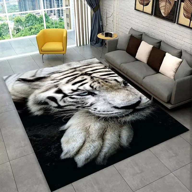 Fierce Tiger Beast Sabretooth Large Area Rug Non-slip Durable Carpet for Bedroom Living Room Sofa Doormat Home Decor Floor Mat