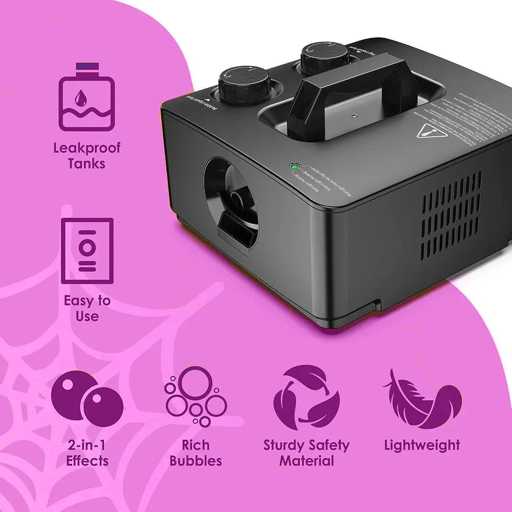 Automatyczna maszyna do robienia mgiełki i baniek mydlanych 2 w 1 na prezenty weselne, urodzinowe, świąteczne, na Halloween, zabawka dla dzieci