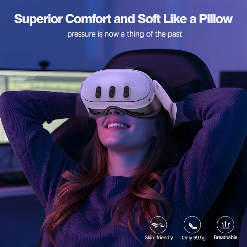 JABS-Penutup Masker Wajah untuk Meta Quest 3 Kulit PU Antarmuka Wajah Bantalan Pengganti Kain Sutra Es Versi Upgrade untuk Quest3