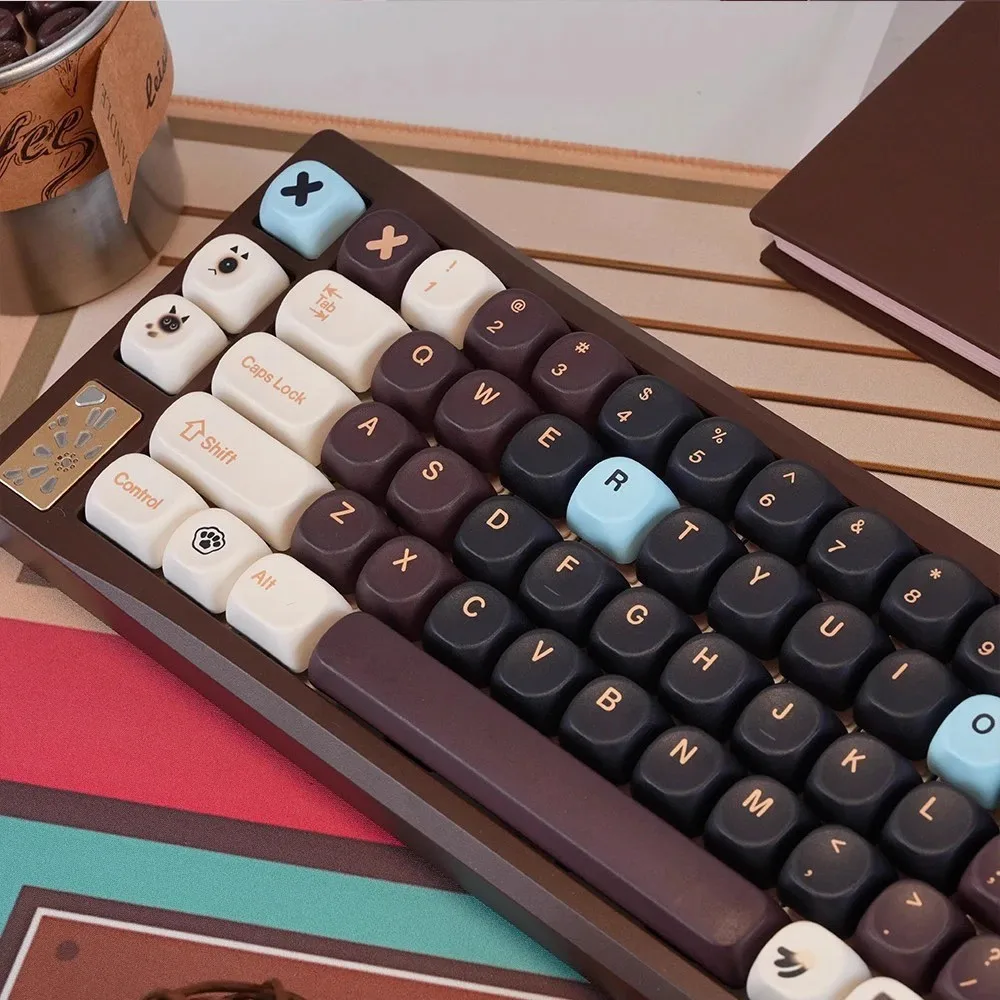 Cute Siamese Cat Theme Keycaps 132 Keys PBT Dye MOA Profile Keycap Custom Cartoon Gaming KeyCaps for Mechanical Keyboard Gifts