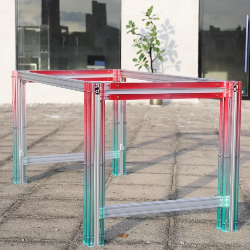 Tischbeine aus Acryl mit Aluminiumprofil, Schreibtischbeine, Schreibtischmehl