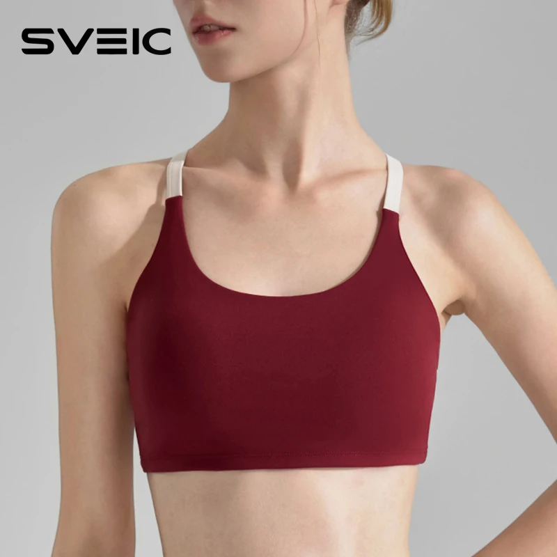 

SVEIC Бюстгальтеры для йоги контрастного цвета, спортивное нижнее белье, противоударный топ с крестом, жилет для фитнеса, тренировочный жилет для бега, тренажерного зала, женская одежда, женская