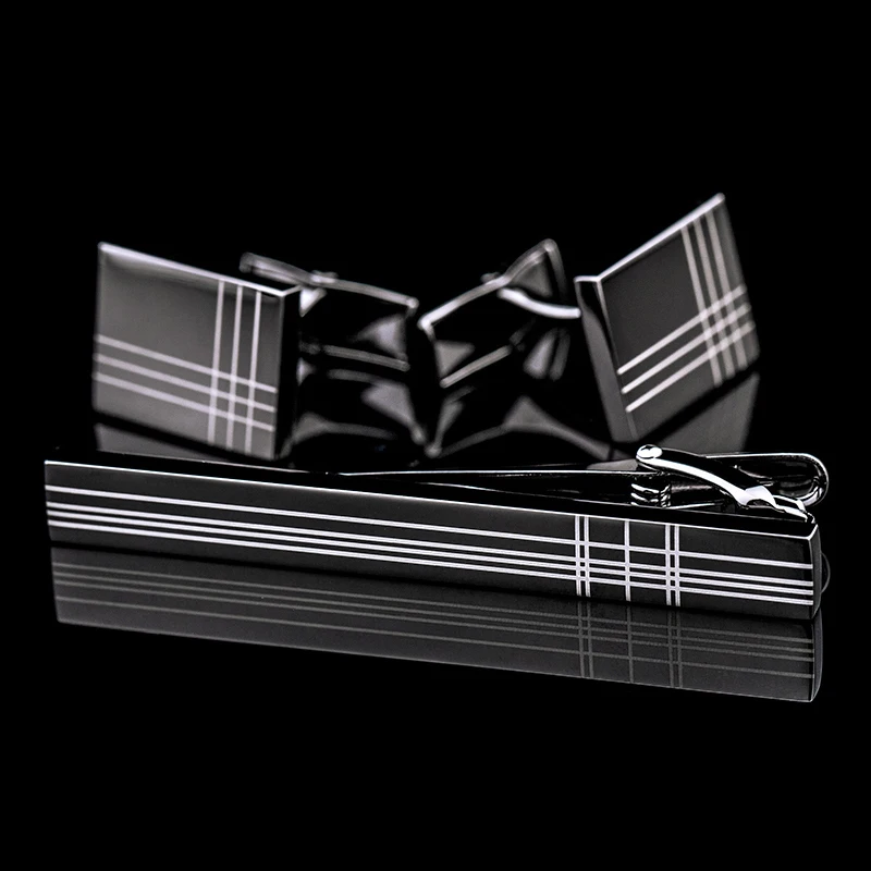 KFLK High Quality Cuff links necktie clip for tie pin for mens tie bars cufflinks tie clip set guests