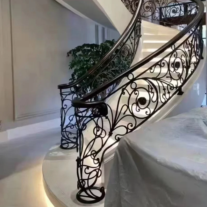 custom.Classic Scroll  Design Wrought Iron Railing Staircase Railing /Wrought Iron Railing Steel Handrail Indoor