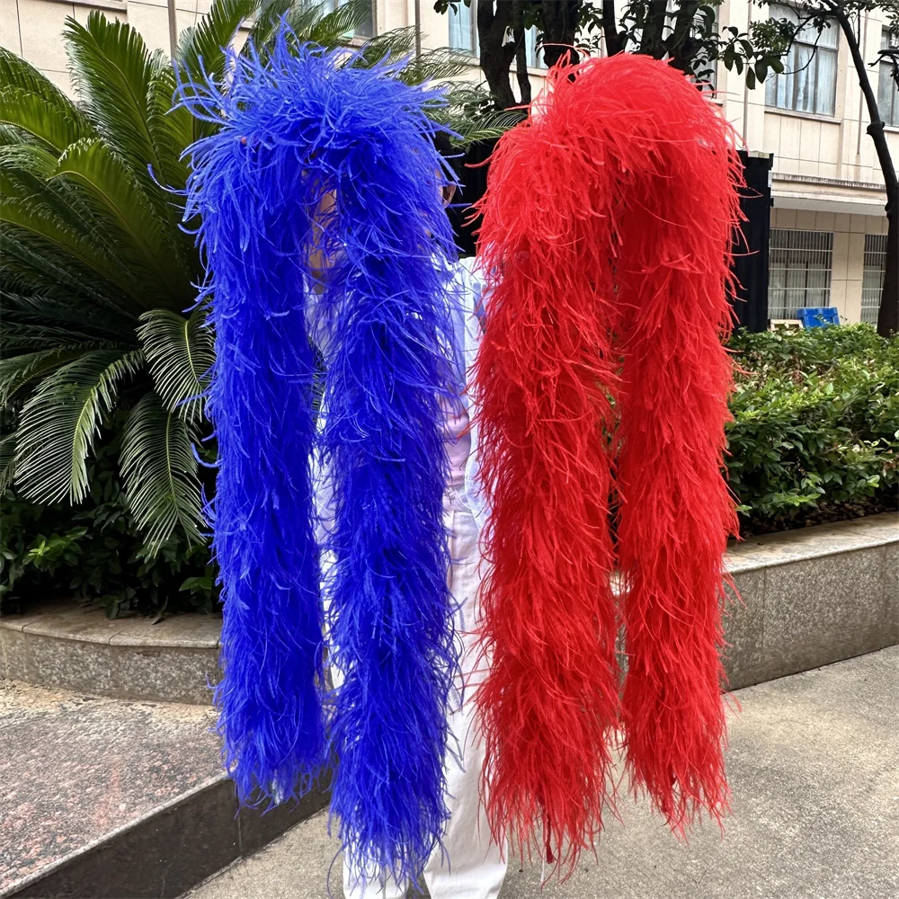 

Red Royal Blue Ostrich Feather Boa 8PLY for Hancock Cosplay Carnival Burlesque Catwalk Party Photo Shoot Costume Accessory 1-4M