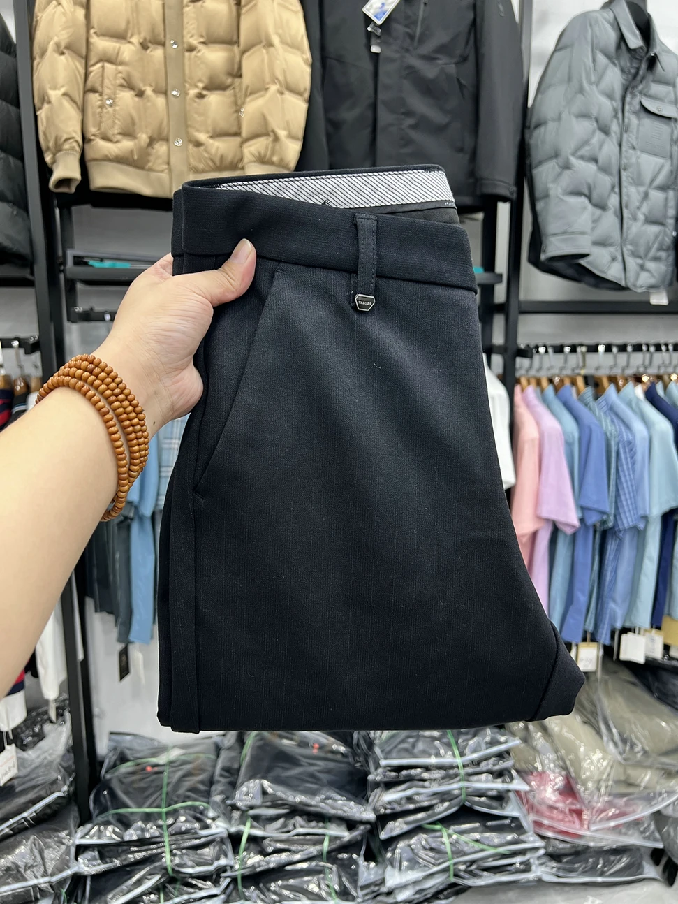 

Men's Casual Pants Autumn Wear Four-Dimensional Elastic Knitted Smooth Drapey Commuting Comfortable Straight Leg Trousers