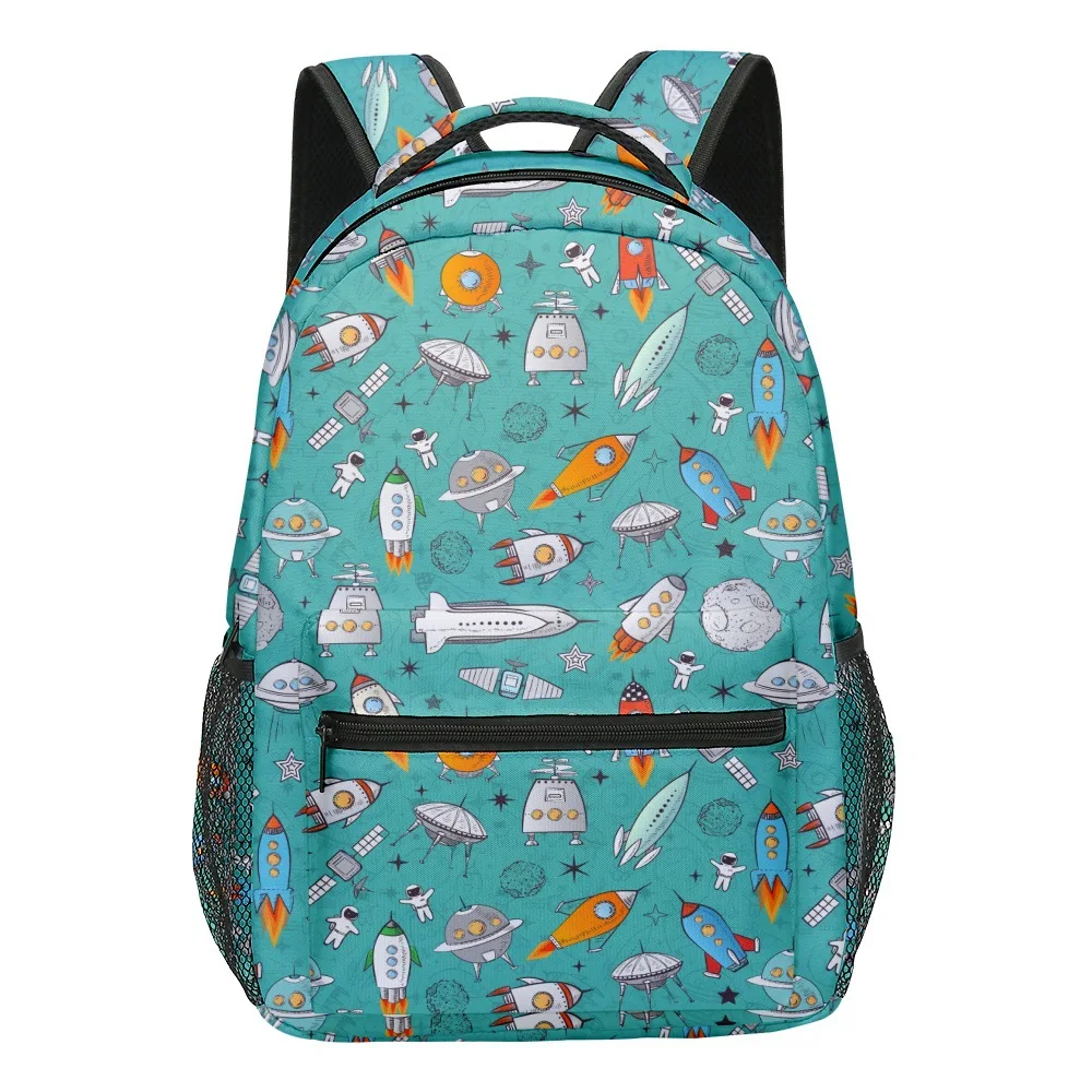 Trendy Funny Space rocket Spacecraft student Bookbag Notebook Backpacks 3D Print Oxford Waterproof Boys/Girls Travel Backpacks