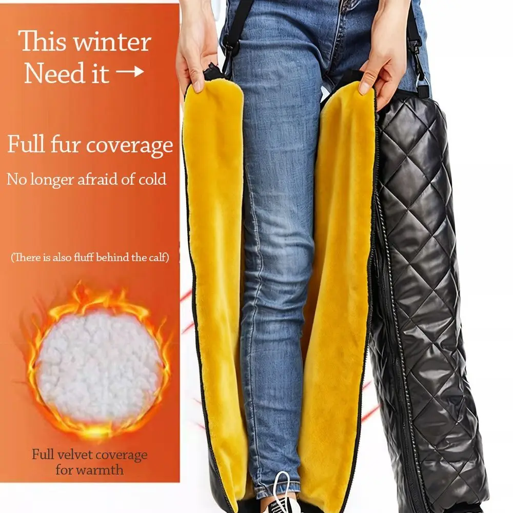 وسادات ركبة شتوية مخملية متينة مقاومة للرياح، أكمام ركبة دافئة مرنة سميكة للجنسين #1