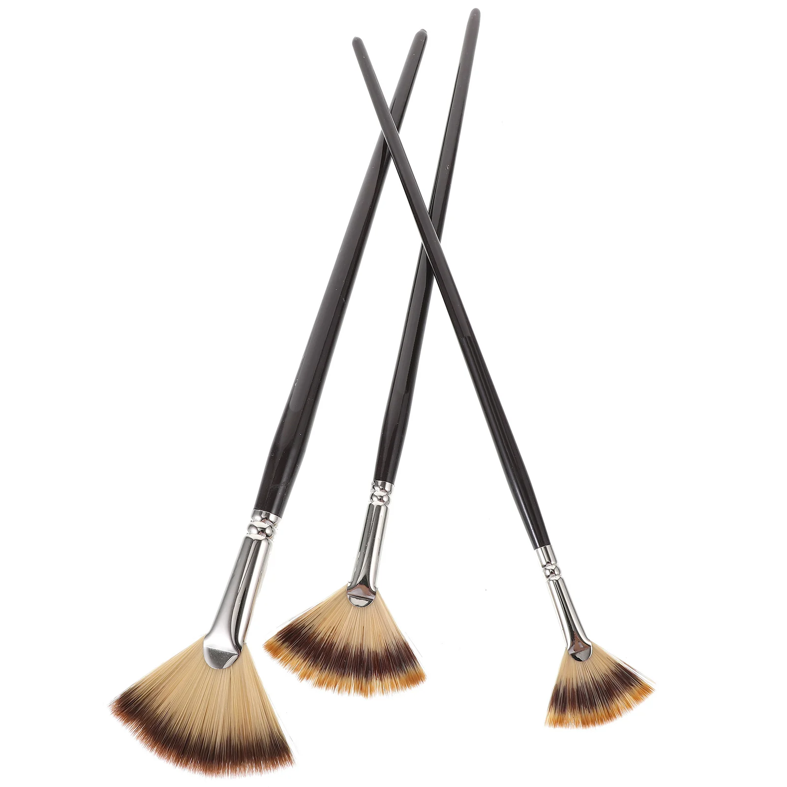 3 Pcs Oil Brush Set Beginner Artist Paint Acrylic Sector Painting Tool Fan Unused