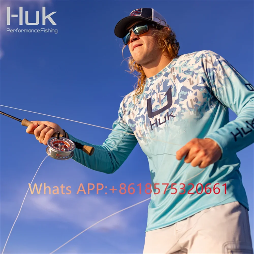 

HUK Camouflage Fishing Clothes UPF 50+ Fishing Shirts men Outdoor Summer Sun Protection Long sleeve Fish Apparel Camisa De Pesca