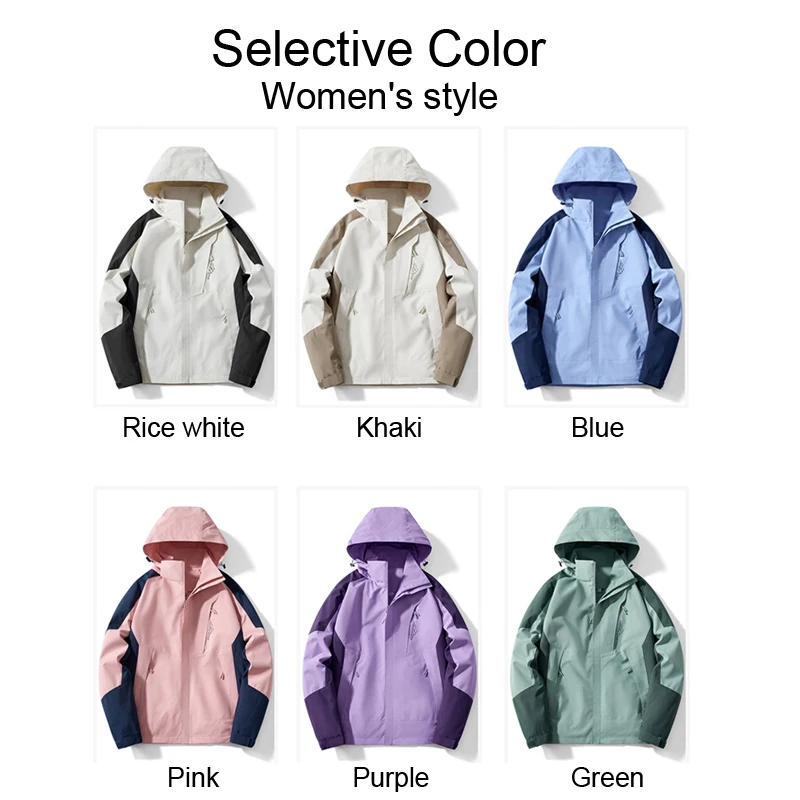 TRVLWEGO Women Autumn Trekking Jacket Outdoor Hiking Rain Coat Windbreaker Waterproof Hooded Camping Cycling Climbing Warm