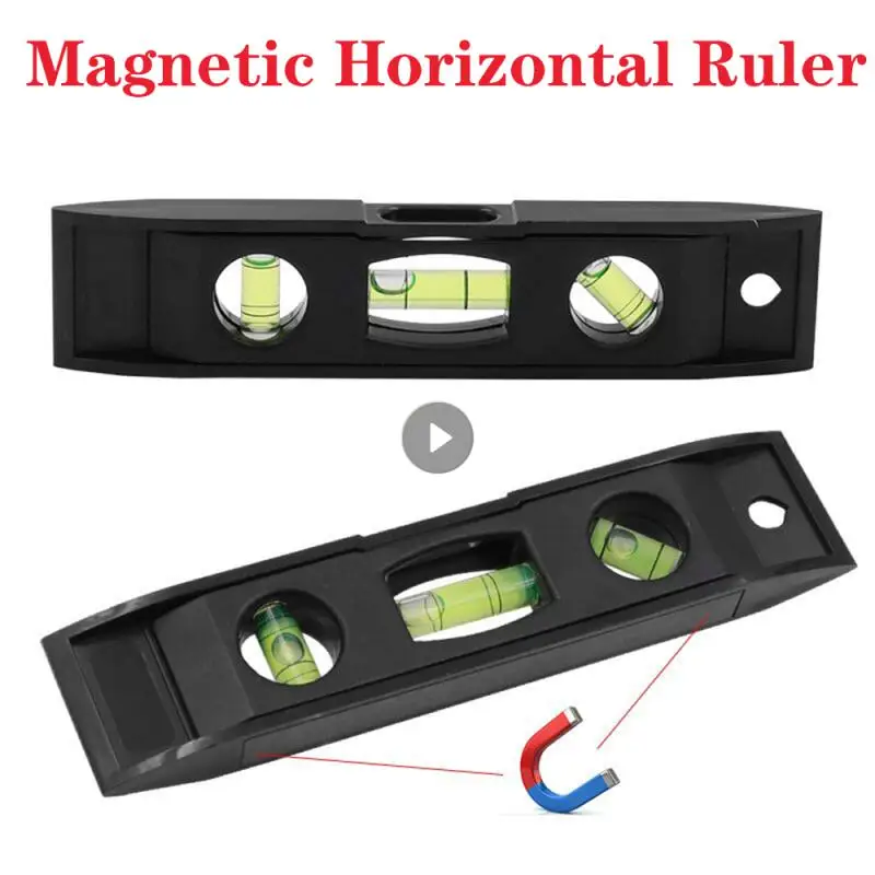 Horizontal Ruler 3 Bubble Spirit Level Magnetic ABS Shell Mini Pocket Portable Spirit Level Tool Measure Tool Machinery Leveller