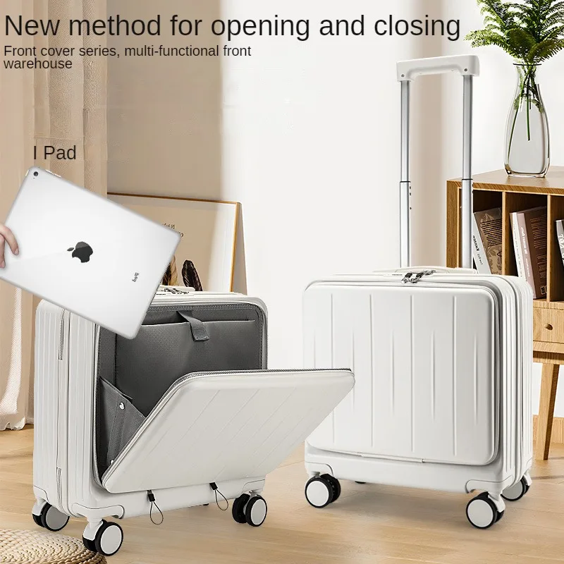 New Design 18 Boarding Box Travel Suitcase Large Capacity Trunk Multifunctional Student Trolley Case Password with Cup Holder